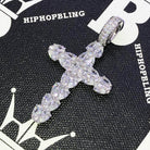 Pear Cut Cross CZ Hip Hop Bling Bling Pendant White Gold HipHopBling