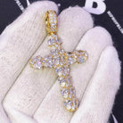 Pear Cut Cross CZ Hip Hop Bling Bling Pendant Yellow Gold HipHopBling
