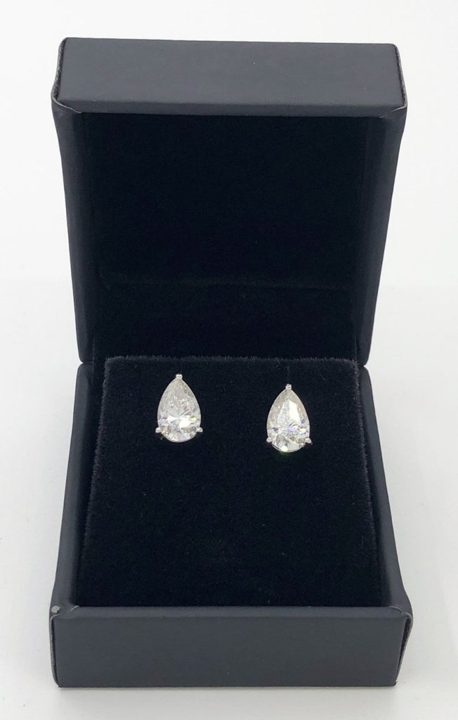 Pear Cut Moissanite VVS D Stud Earrings .925 Sterling Silver White Gold 4x6MM (1.00 Carats) HipHopBling