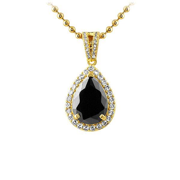 Pear Lab Black Diamond Gem Gold Iced Out Pendant HipHopBling