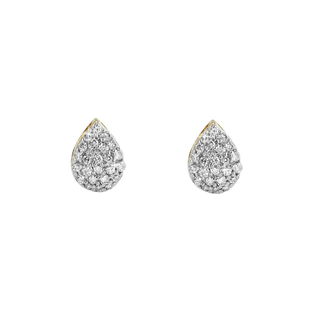 Pear Pave Diamond Earrings .27cttw 10K Yellow Gold HipHopBling