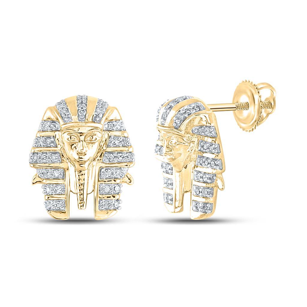 Pharaoh Diamond Earrings .20cttw 10K Yellow Gold HipHopBling