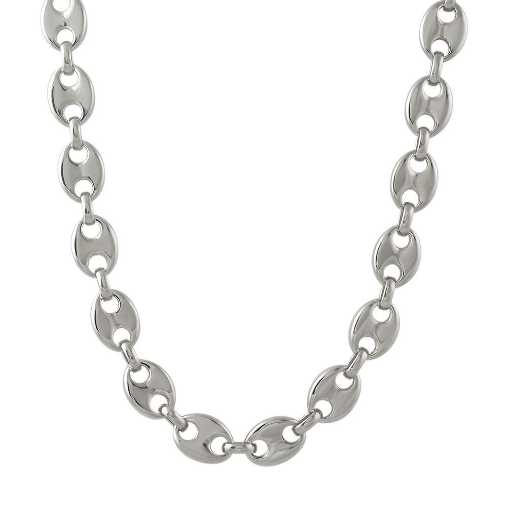 Pignose Bubble Mariner Polished Hip Hop Chain White Gold 18" HipHopBling