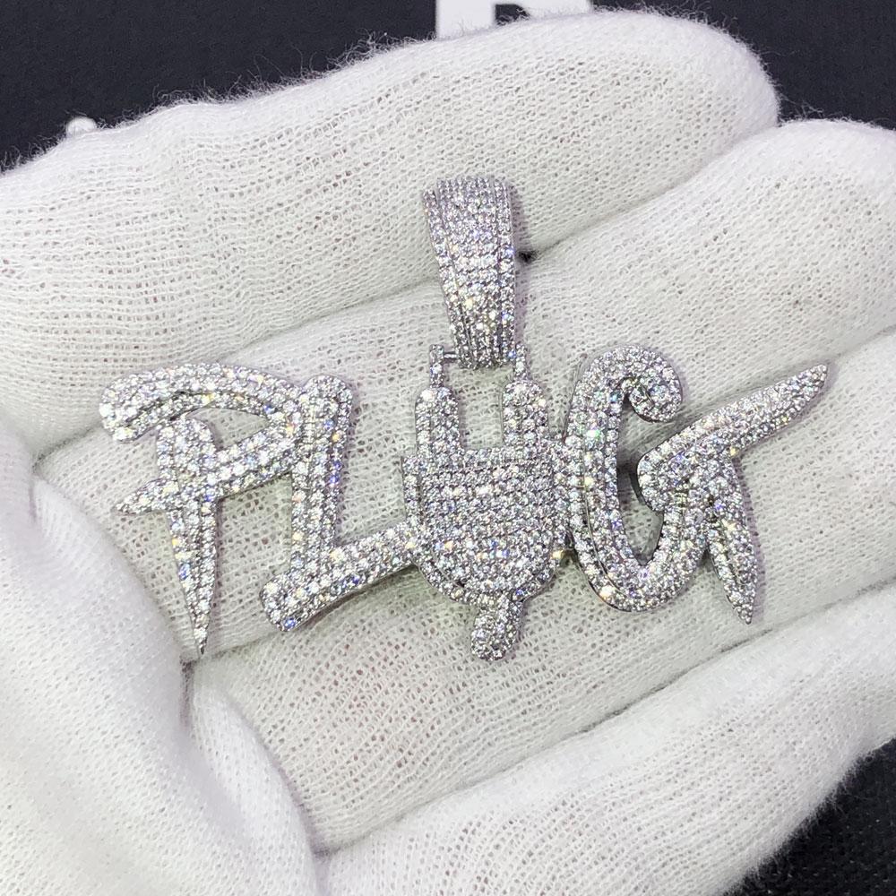 PLUG CZ Hip Hop Bling Iced Out Pendant White Gold HipHopBling