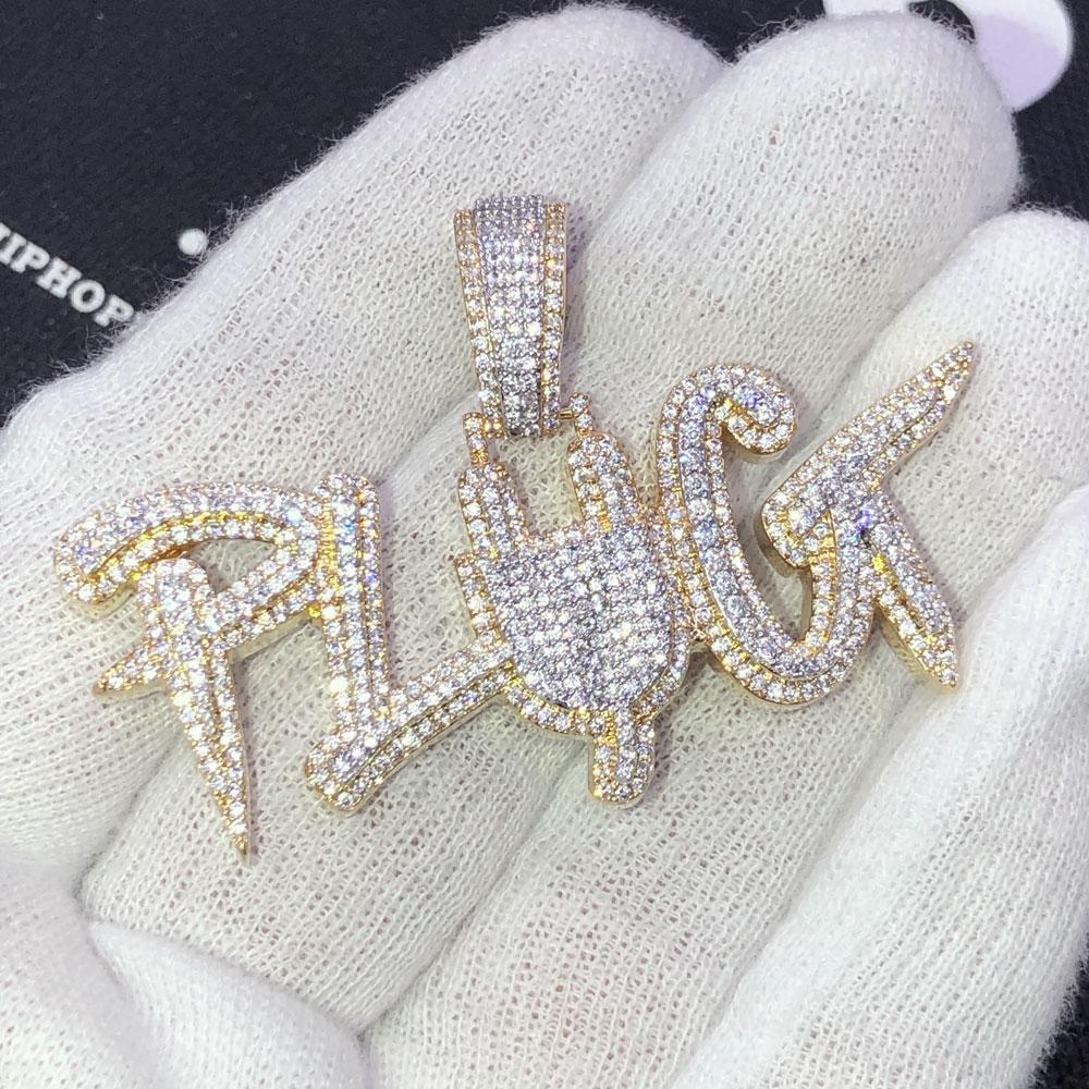 PLUG CZ Hip Hop Bling Iced Out Pendant Yellow Gold HipHopBling