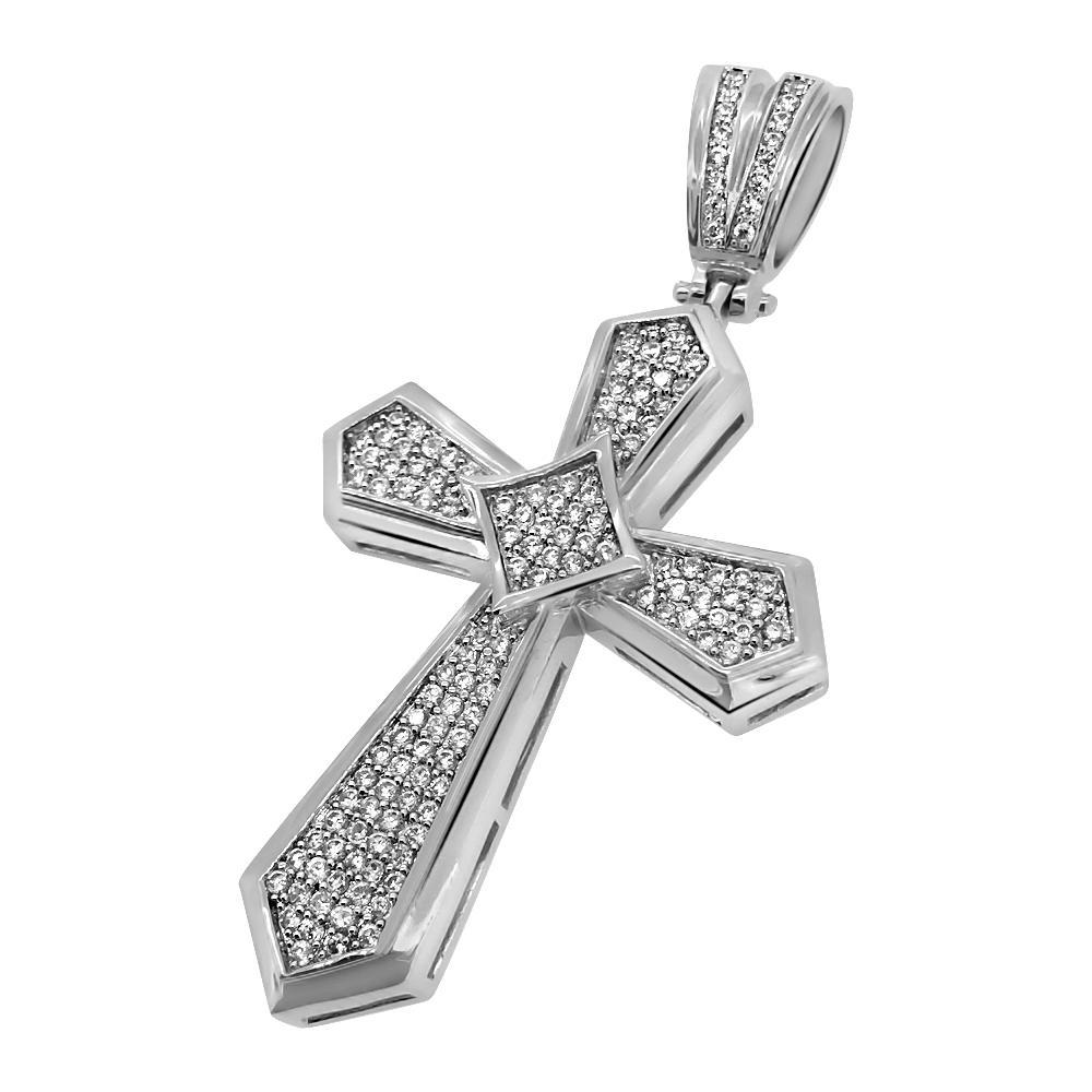 Pointed Cross CZ Micro Pave Bling Bling Pendant HipHopBling