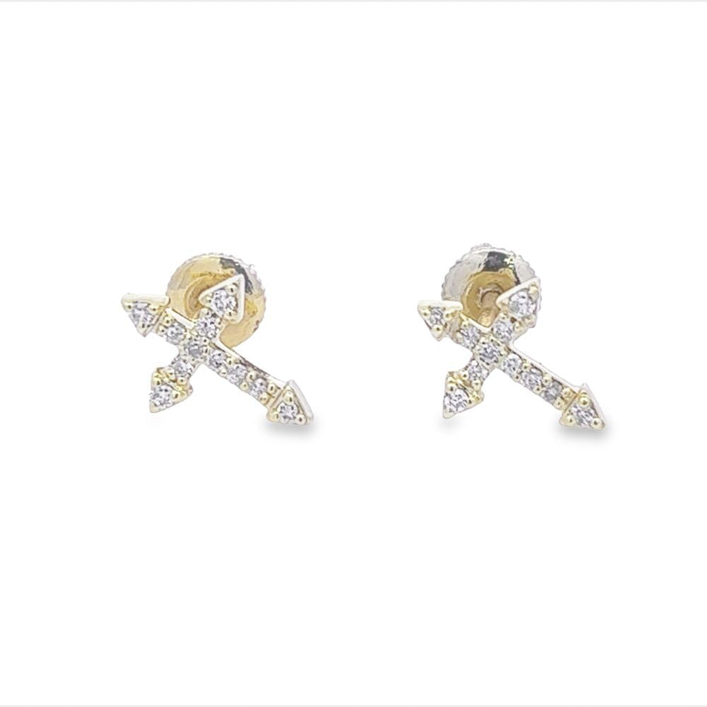 Pointed Cross Diamond Earrings .12cttw 10K Gold 10K Yellow Gold HipHopBling