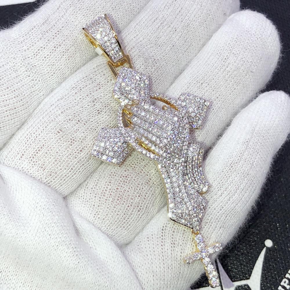 Pointed Prayer Cross VVS CZ Iced Out Pendant HipHopBling