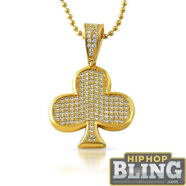 Poker Club CZ Gold Bling Bling Pendant HipHopBling