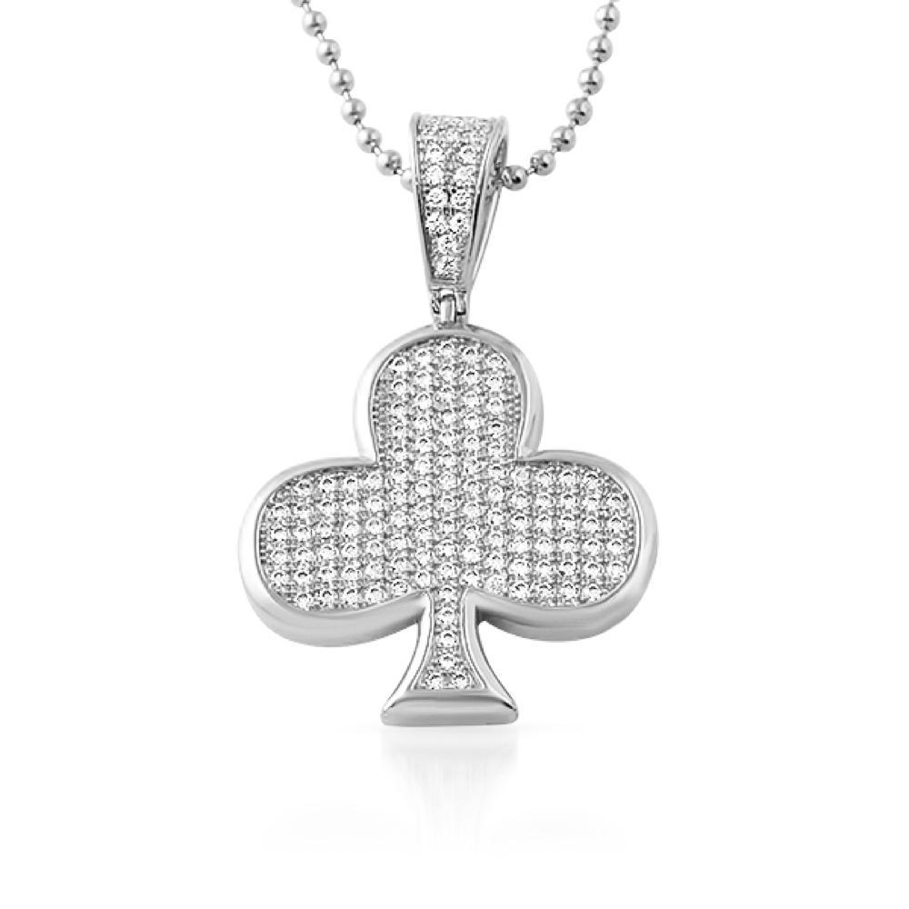 Poker Club CZ Rhodium Bling Bling Pendant Pendant Only HipHopBling