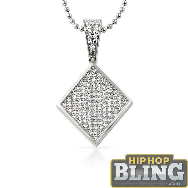 Poker Diamond CZ Rhodium Bling Bling Pendant HipHopBling