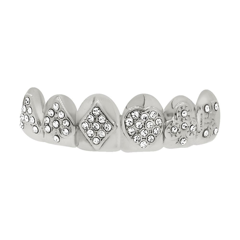 Poker Grillz Silver Teeth Top HipHopBling