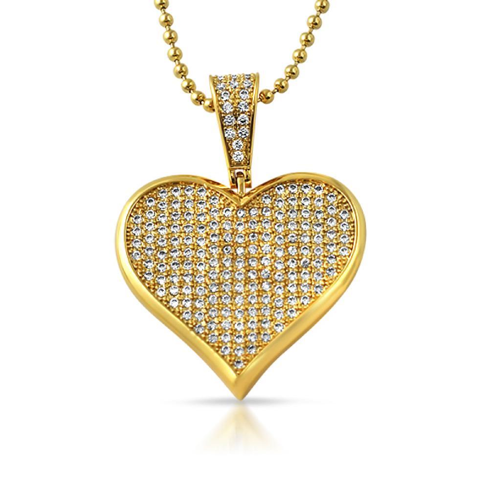 Poker Heart CZ Gold Bling Bling Pendant Pendant Only HipHopBling