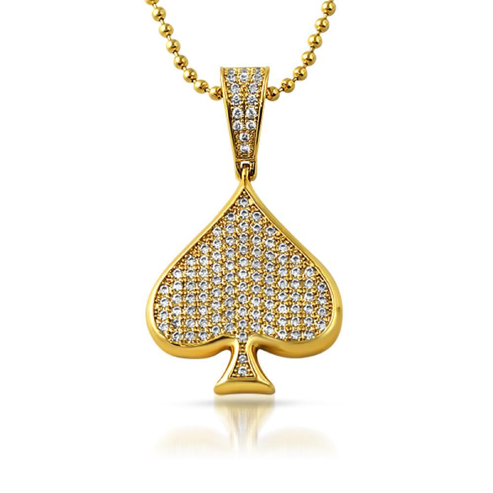 Poker Spade CZ Gold Bling Bling Pendant Pendant Only HipHopBling
