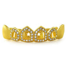 Polished 4 Open Tooth CZ Bling Bling Gold Grillz Top Teeth HipHopBling