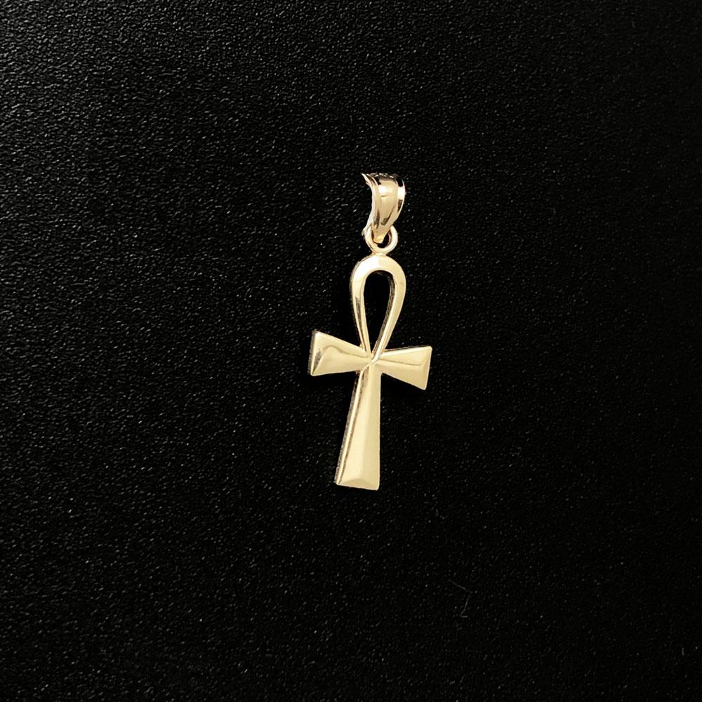Polished Small Ankh Pendant 10K Yellow Gold Pendant HipHopBling