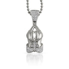 Prayer Hands Cross CZ Polished Bling Pendant Rhodium Pendant Only HipHopBling