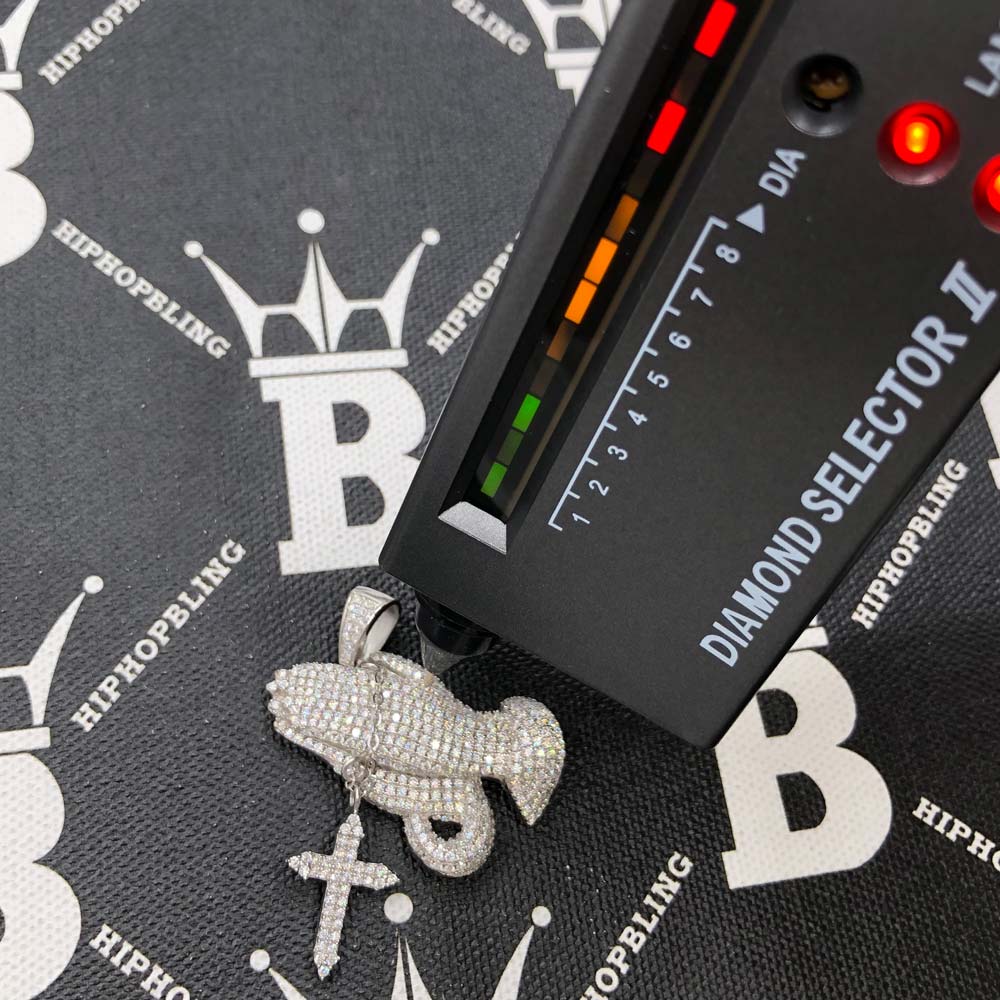 Prayer Hands Cross VVS 3.00cttw Moissanite Pendant .925 Sterling Silver HipHopBling