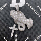 Prayer Hands Cross VVS 3.00cttw Moissanite Pendant .925 Sterling Silver HipHopBling