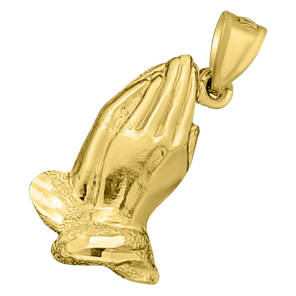 Prayer Hands DC 10K Yellow Gold Pendant HipHopBling