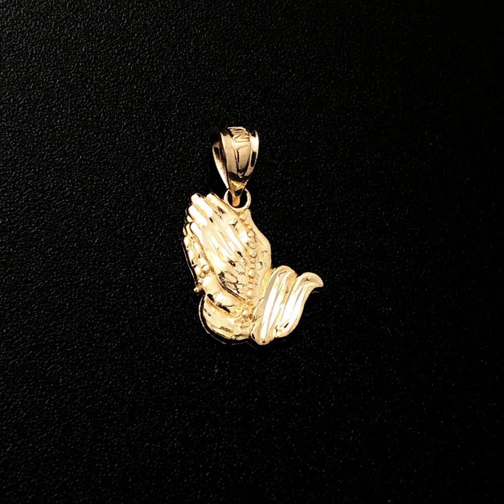 Prayer Hands Nano DC 10K Yellow Gold Pendant HipHopBling