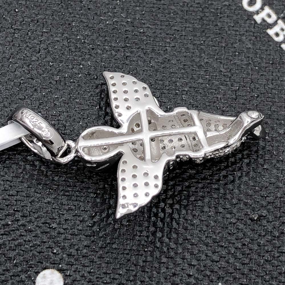 Praying Cherub Angel VVS Moissanite Pendant .925 Sterling Silver HipHopBling