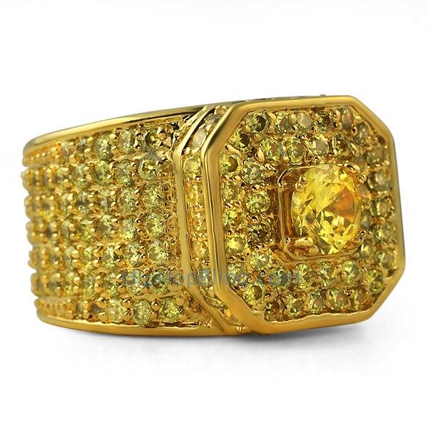 Presidential Canary CZ Gold Bling Bling Ring 7 HipHopBling