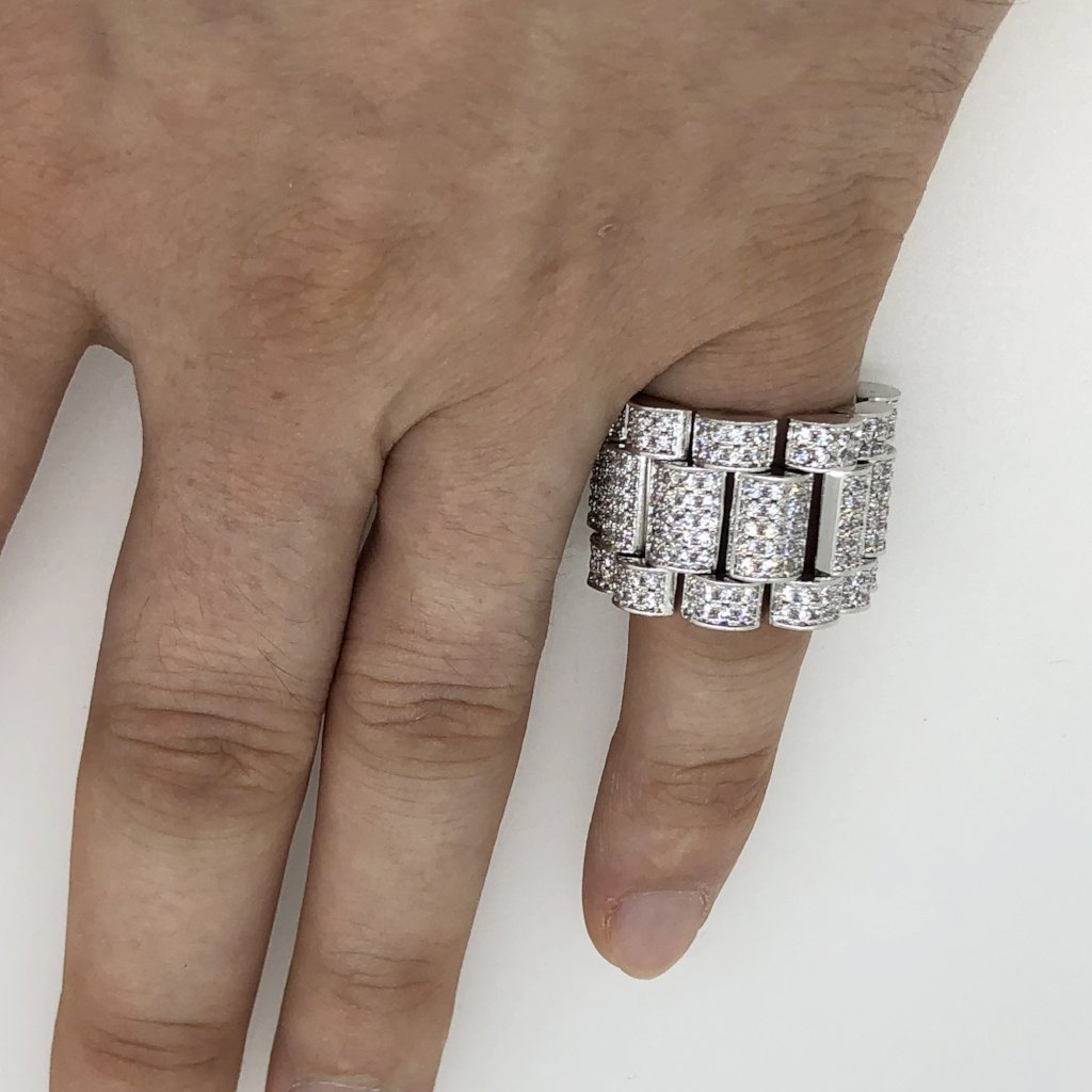 Presidential Link Rhodium CZ Bling Bling Ring 7 HipHopBling