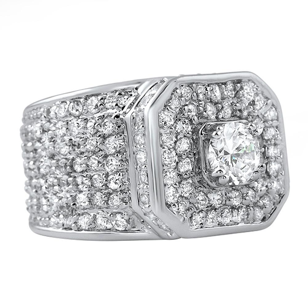 Presidential Rhodium CZ Bling Bling Ring 7 HipHopBling
