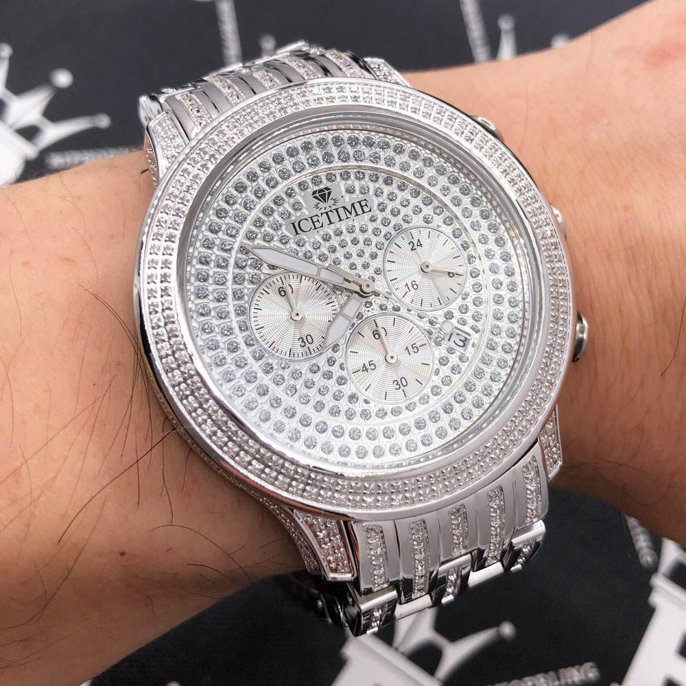 Prince 3.00cttw Diamond Hip Hop IceTime Watch White Gold HipHopBling