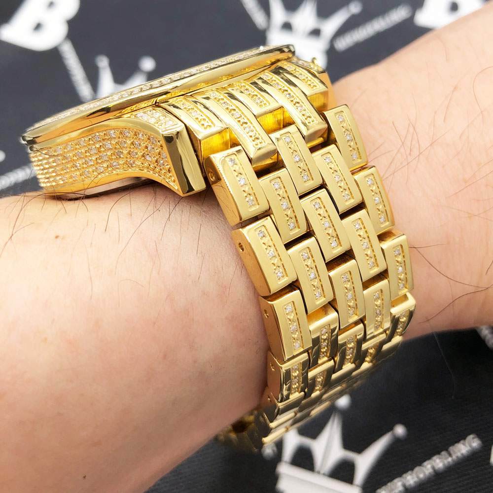 Prince 3.00cttw Diamond Hip Hop IceTime Watch Yellow Gold HipHopBling