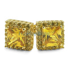 Princess Bling Border CZ Earrings Canary Gold HipHopBling