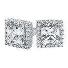 Princess Bling Border CZ Earrings White Gold HipHopBling