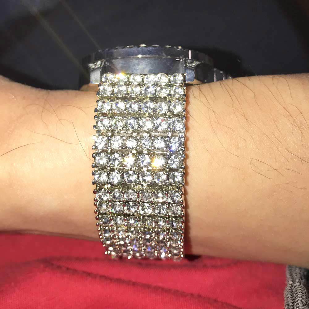Princess Cut 6 Row Bling Bling Watch 7" HipHopBling