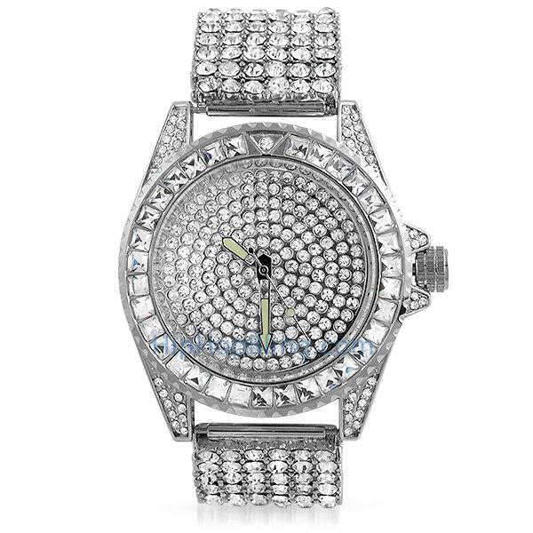 Princess Cut 6 Row Bling Bling Watch 7" HipHopBling