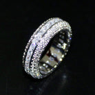 Princess Cut Channel Set Micro Pave Eternity Band Ring in Rhodium 7 HipHopBling