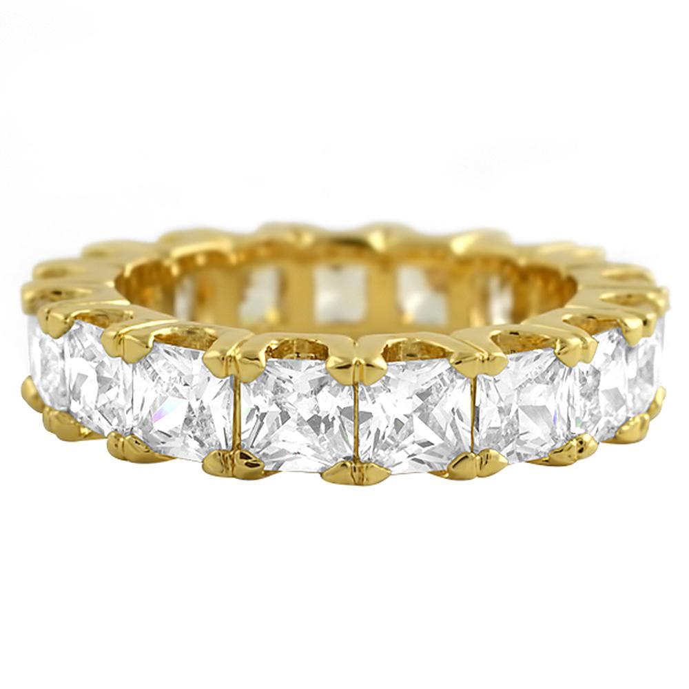 Princess Cut CZ Eternity Gold Bling Bling Ring 6 HipHopBling