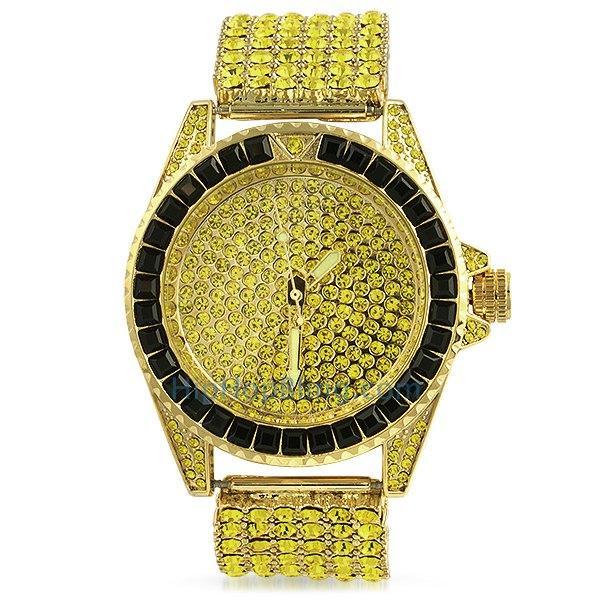Princess Cut Lemonade 6 Row Bling Bling Watch 7" HipHopBling