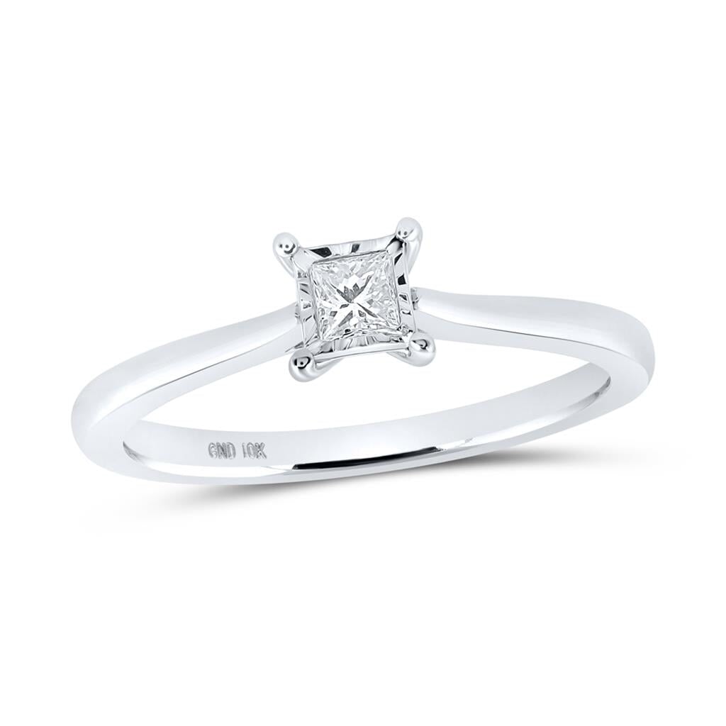 Princess Cut Miracle Solitaire Diamond Ring 10K Gold 10K White Gold HipHopBling