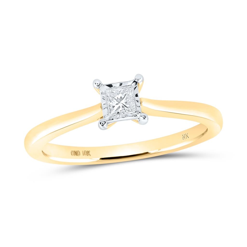 Princess Cut Miracle Solitaire Diamond Ring 10K Gold 10K Yellow Gold HipHopBling