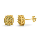 Princess Cut Round Cluster Lemonade CZ Hip Hop Earrings HipHopBling