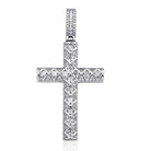 Princess Diagonal Cross CZ Iced Out Hip Hop Bling Pendant White Gold HipHopBling