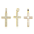 Princess Diagonal Cross CZ Iced Out Hip Hop Bling Pendant White Gold HipHopBling