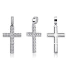 Princess Diagonal Cross CZ Iced Out Hip Hop Bling Pendant White Gold HipHopBling
