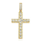 Princess Diagonal Cross CZ Iced Out Hip Hop Bling Pendant Yellow Gold HipHopBling