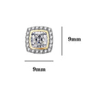Princess Pave Border CZ Iced Out Earrings .925 Silver White Gold HipHopBling
