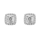 Princess Pave Border CZ Iced Out Earrings .925 Silver White Gold HipHopBling