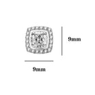 Princess Pave Border CZ Iced Out Earrings .925 Silver White Gold HipHopBling