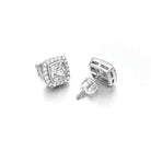 Princess Pave Border CZ Iced Out Earrings .925 Silver White Gold HipHopBling