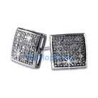 Puffed Box Medium CZ Micro Pave Earrings .925 Silver HipHopBling